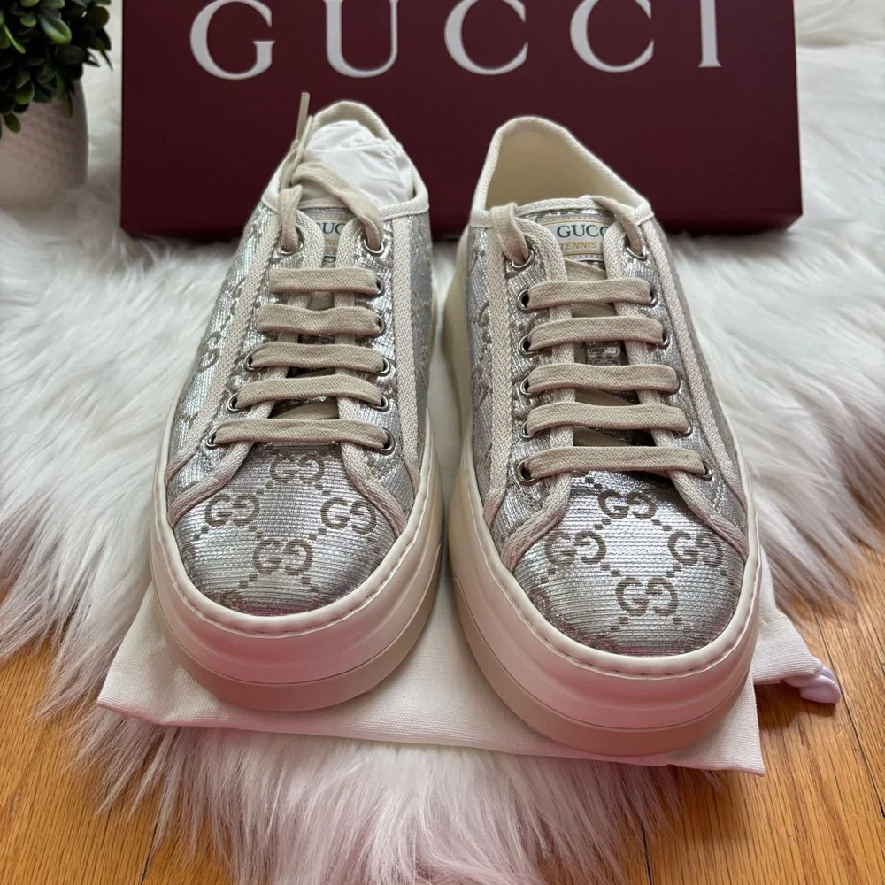 Gucci Tennis Treck Metallic Sneakers - Picture 2 of 7